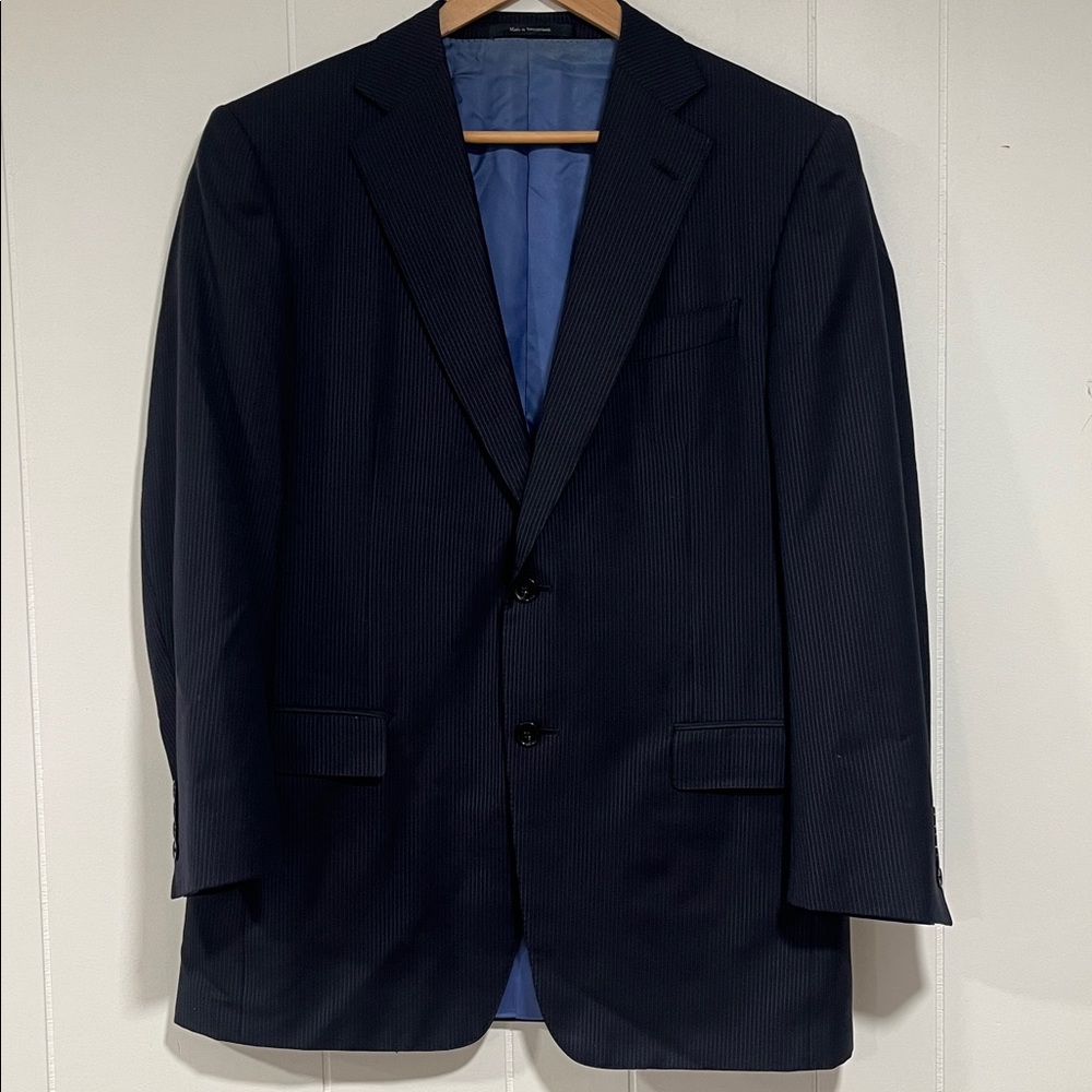 Ermenegildo Zegna Roma Wool Blazer Navy Pinstripe 50R US 40R Luxury